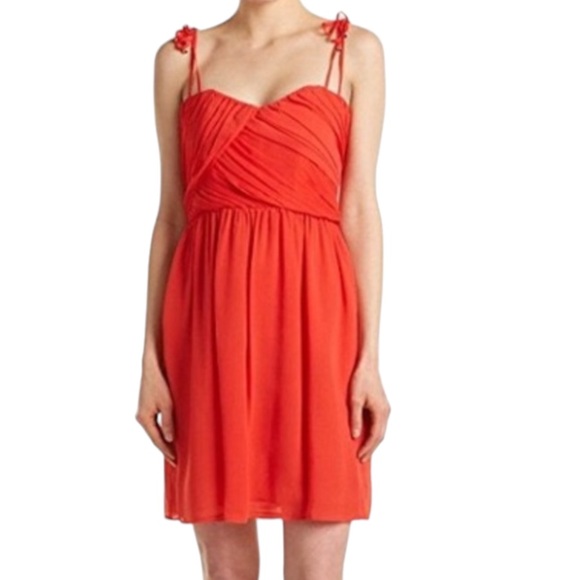 The Kooples Dresses & Skirts - THE KOOPLES Crepon Chiffon Babydoll Sweetheart Neck Sleeveless Mini Dress Red, M